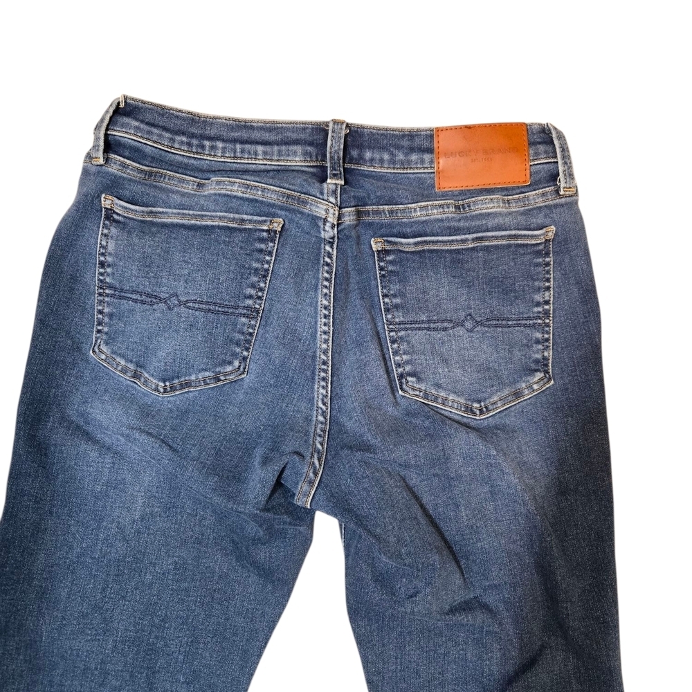 Lucky Brand Sweet Boot Jeans Mid Rise Distressed Medium Blue Size 31 Button Fly - Picture 12 of 12